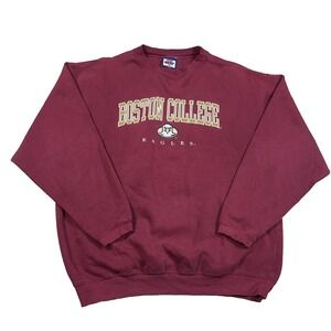 Vintage Boston Collage Sweatshirt Men XL Maroon Crewneck Sweater Embroider Y2K *